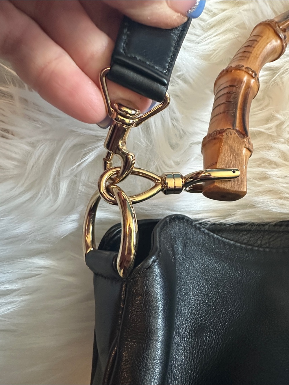 Gucci Vintage Style Black Leather Tote w/Bamboo Handle EUC/Like New IMO - Picture 5 of 16